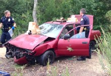 Single Car Crashes Over Embankment at Las Positas & Cliff