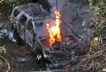 Car Catches Fire After Plunging off Highway 154