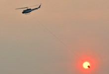 Helicopters Back Dropping Water on Thomas Fire Leftover