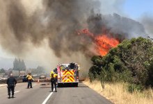 Fire Alongside 101 Southbound in Goleta