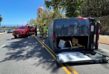 Delivery Van Flips near Old Mission Santa Barbara