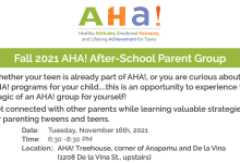 In-Person: AHA! After-School Parent Group Fall 2021