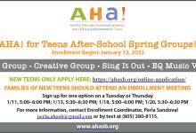 AHA! for Teens After-School Spring Groups!