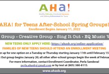 Zoom Enrollment Meeting: AHA! for Teens After-School Spring Groups!