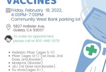 Vaccine Clinic in Goleta Old Town this Friday, February 18