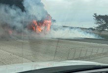 Camper Vehicle Fire Causes Backup on Southbound 101 in Ventura