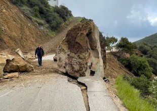 Giant Boulder Tumbles onto Santa Barbara’s Gibraltar Road