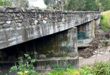 DEMOLITION WORK TO BEGIN THIS WEEK ON THE ALAMO PINTADO CREEK PEDESTRIAN BRIDGE ALONG STATE ROUTE 154 NEAR LOS OLIVOS