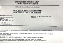 Creditors to File Proofs of Claim Against ‘Santa Barbara News-Press’