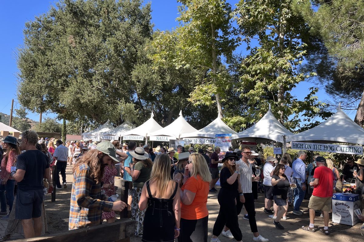 People sample wine from Starburn Winery at the United Bank Bloomin' Wine  Festival on Friday April 28, 2017 in Winchester, Va.. The wine festival,  which continues on Saturday, officially kicked-off the start