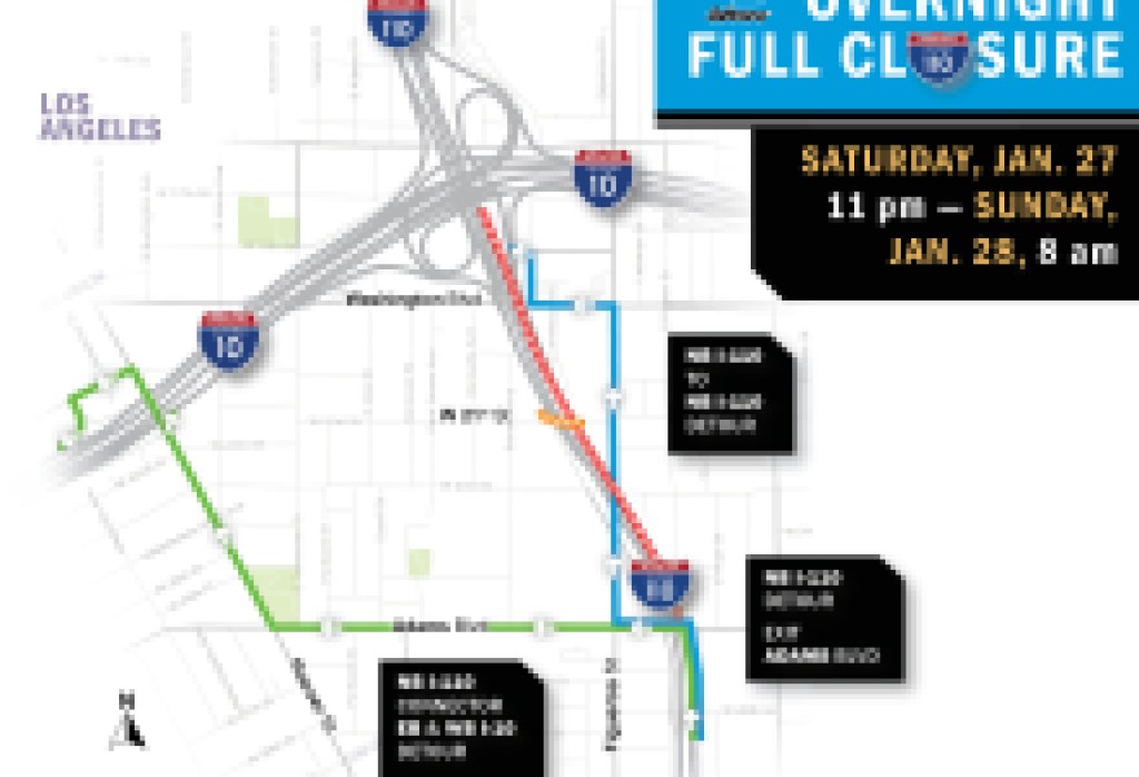 Overnight Full Freeway Closures Scheduled for I-110 Near Downtown Los Angeles