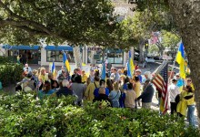 Ukraine on the Mind as Dozens Rally Downtown