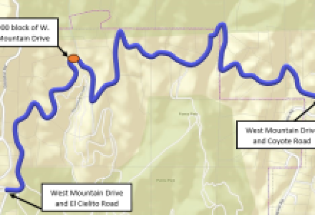 Portion of West Mountain Drive Closed Due to Damaged Roadway