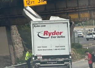 Truck Gets Stuck Under Los Patos Railroad Bridge in Santa Barbara