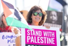 Pro-Palestinian, Anti-ICE Protesters Gather Along Santa Barbara’s Waterfront on International Day of Peace