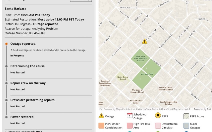 Power Outage Affects Residents, Businesses in Santa Barbara