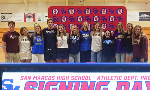 Twelve San Marcos High Student Athletes Take Part in Signing Day Ceremony