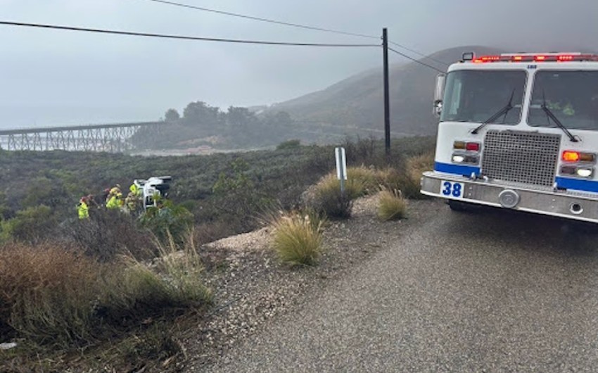 Pickup Truck Rolls Off Highway 101 Near Gaviota, Two Hospitalized