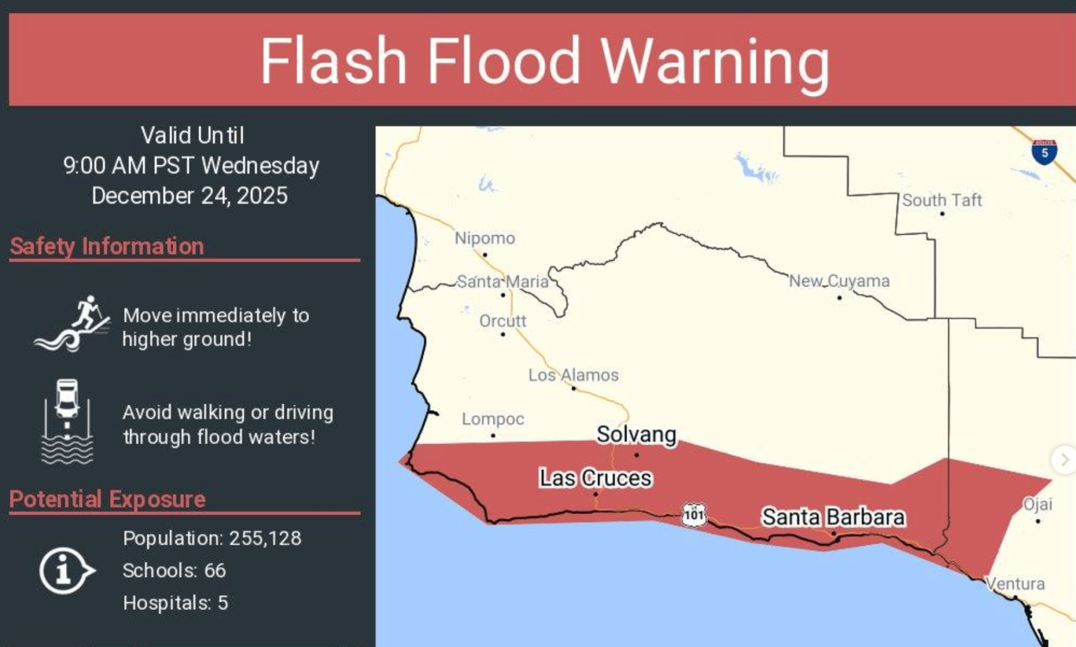 Flash Flood Warning Issued for South Santa Barbara County on Christmas ...