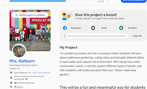 Santa Barbara Teachers Seek Public Donations for Supplies and Special Items