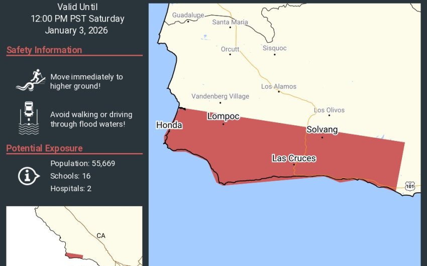 Flash Flood Warning Issued for Parts of Santa Barbara County as 101 Closes for ‘Unkonwn Duration’