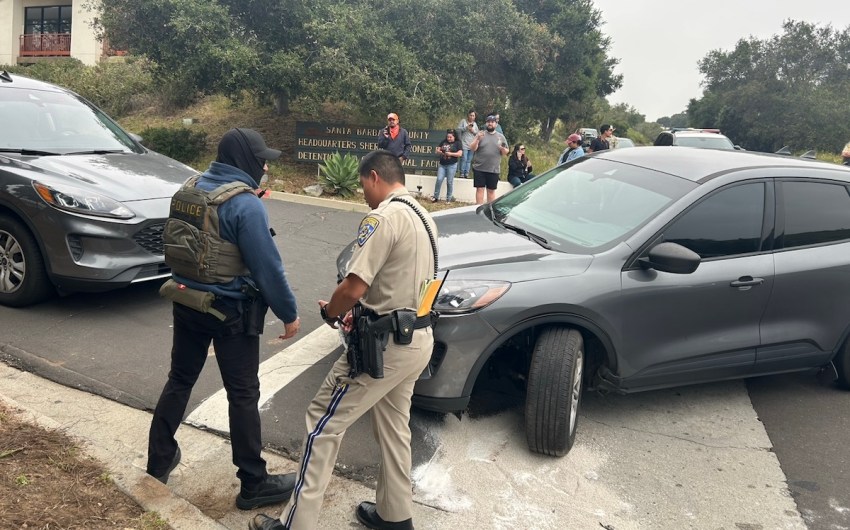 ICE Agent Crashes Vehicle, Leaking Fluids into Drain Near Santa Barbara Jail