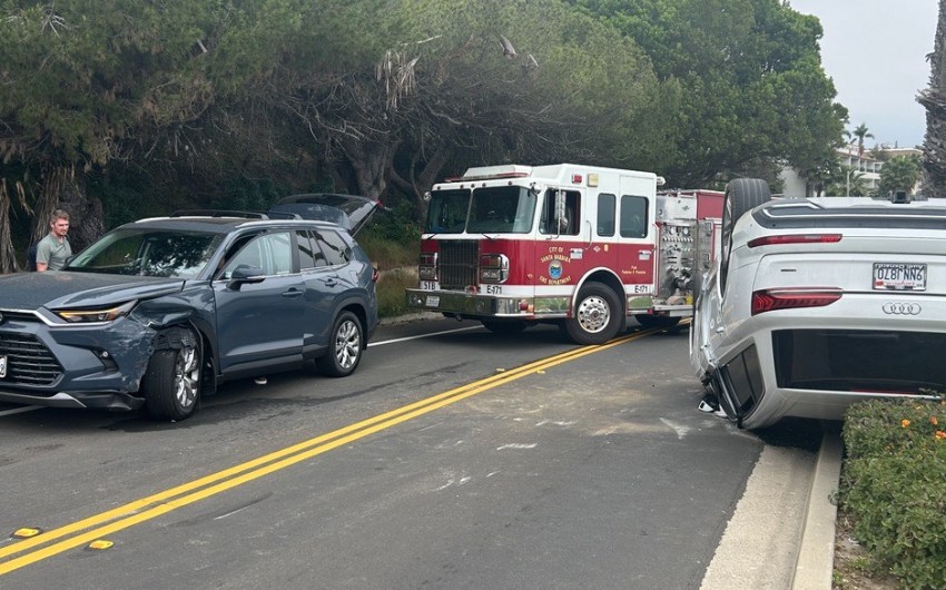 Rollover Crash on Santa Barbara’s Shoreline Drive Prompts Temporary Road Closure
