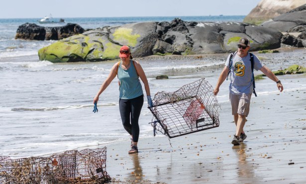 Lost Lobster Traps Hauled from Goleta Shoreline