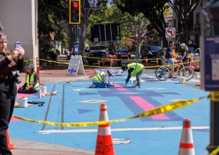 Asphalt Art Project Gets Underway, Bringing Splash of Color to Downtown Santa Barbara
