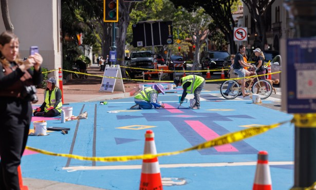 Asphalt Art Project Gets Underway, Bringing Splash of Color to Downtown Santa Barbara