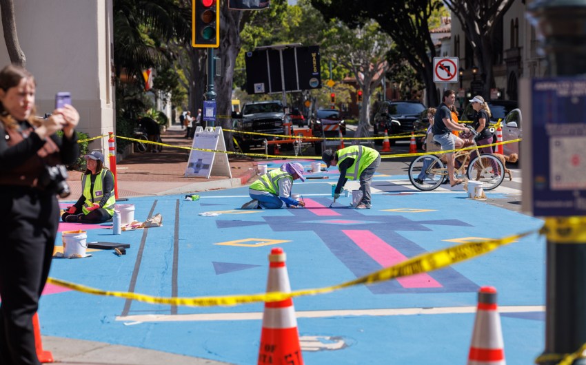 Asphalt Art Project Gets Underway, Bringing Splash of Color to Downtown Santa Barbara