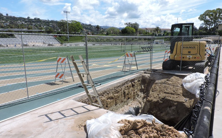 ‘Sinkhole’ Swallows Part of Track in Santa Barbara High’s Peabody Stadium