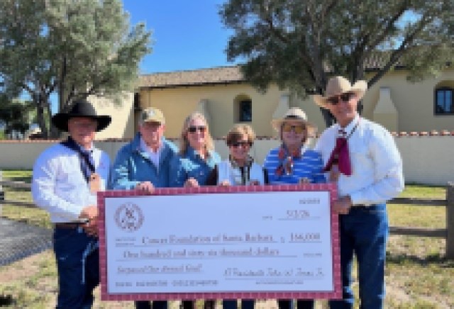 Rancheros Visitadores Present $166K Check to the Cancer Foundation After Their Annual Ride Through Solvang