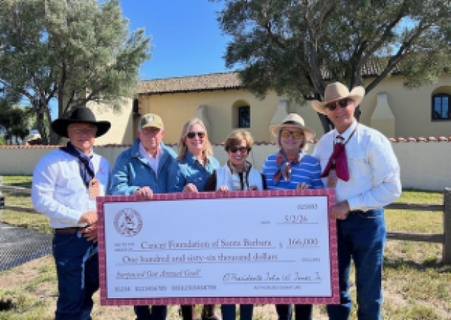 Rancheros Visitadores Present $166K Check to the Cancer Foundation After Their Annual Ride Through Solvang