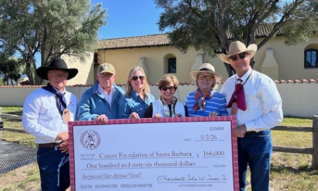 Rancheros Visitadores Present $166K Check to the Cancer Foundation After Their Annual Ride Through Solvang