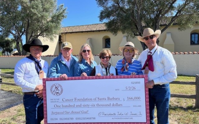 Rancheros Visitadores Present $166K Check to the Cancer Foundation After Their Annual Ride Through Solvang