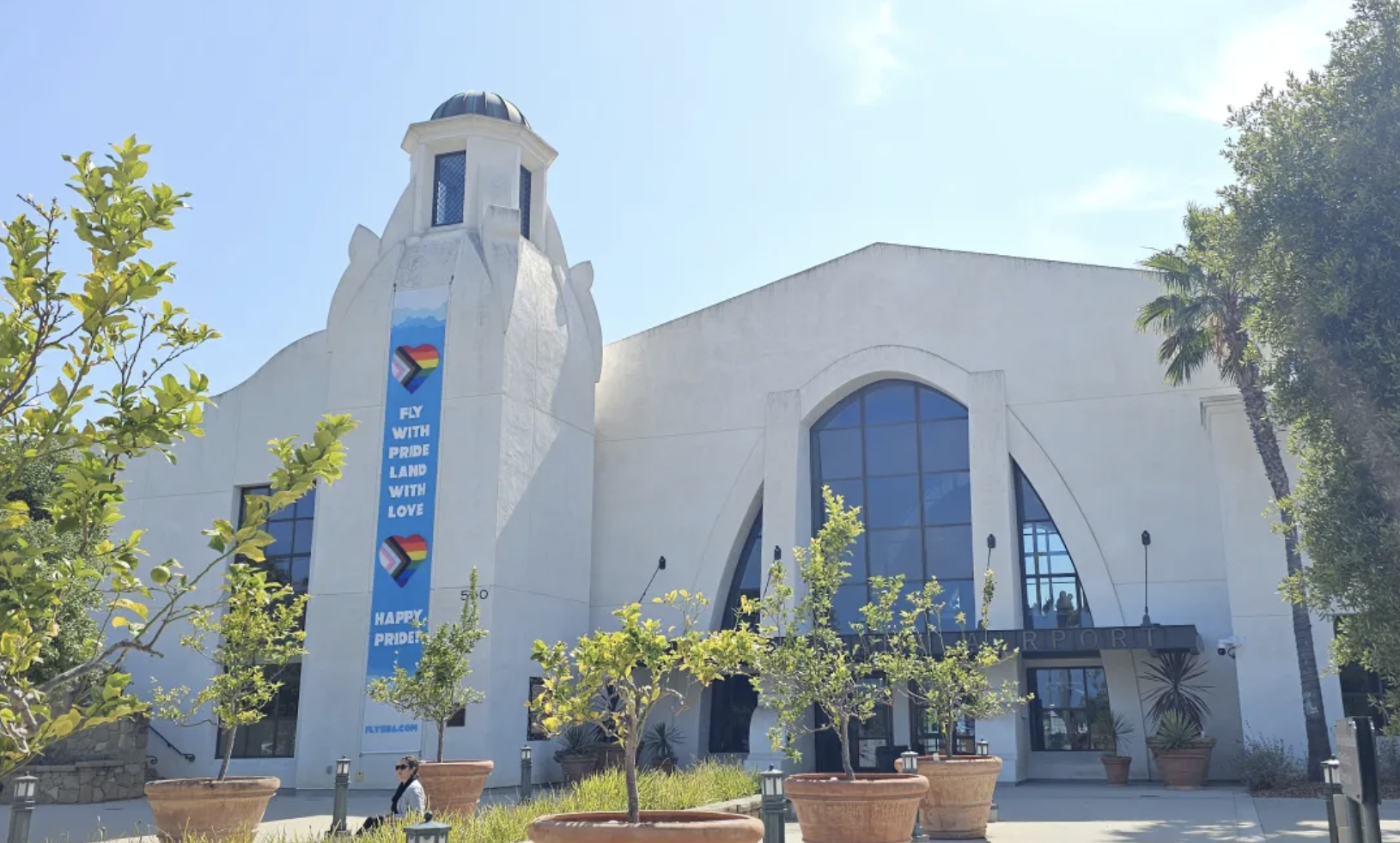 Pride Banner Drapes Santa Barbara Airport Entrance