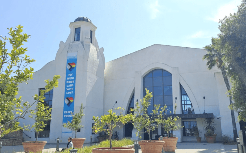 Pride Banner Drapes Santa Barbara Airport Entrance