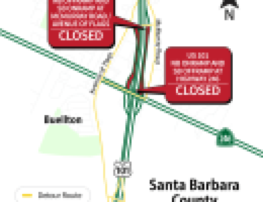 Ramp and Lane Closures on Highway 101 Through Buellton to Shift August 12