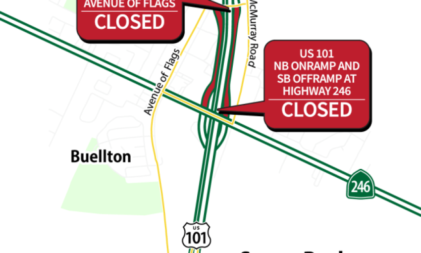 Ramp and Lane Closures on Highway 101 Through Buellton to Shift August 12