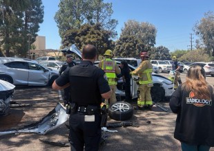 One Tesla Wipes Out Four Parked Cars at Sutter Health
