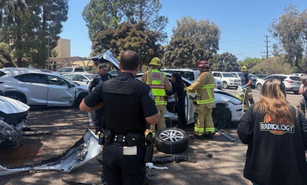 One Tesla Wipes Out Four Parked Cars at Sutter Health