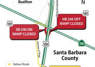 Ramp and Lane Closures on Highway 101 Through Buellton to Shift September 30