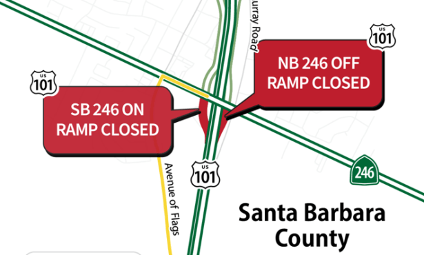 Ramp and Lane Closures on Highway 101 Through Buellton to Shift September 30