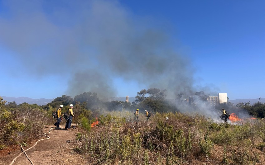 Santa Barbara County Firefighters Burn One Acre Near UCSB Lagoon 