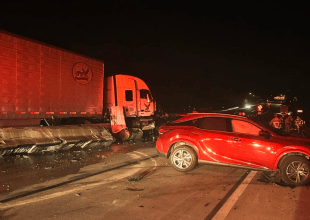 Two Semi-Trucks and a Lexus Crash on Hwy. 101 in Montecito, Causing Complete Closure of Southbound Traffic
