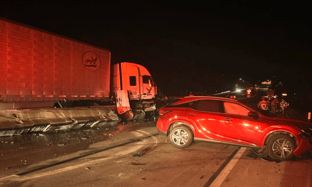 Two Semi-Trucks and Lexus Crash on Hwy. 101 in Montecito, Causing Complete Closure of Southbound Traffic