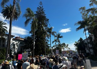 No Kings Rally in Santa Barbara Pays a Visit to a Ballot Box