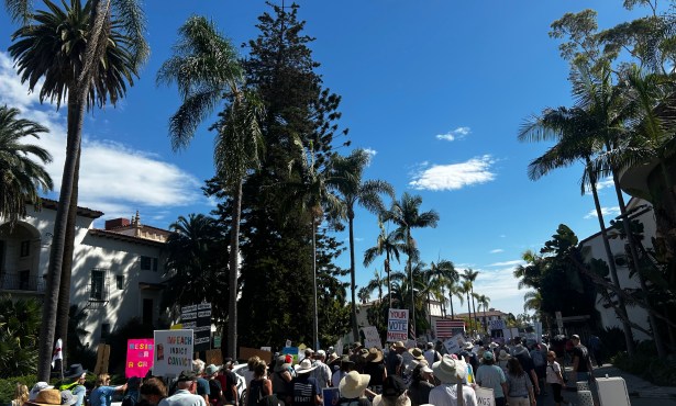 No Kings Rally in Santa Barbara Pays a Visit to a Ballot Box