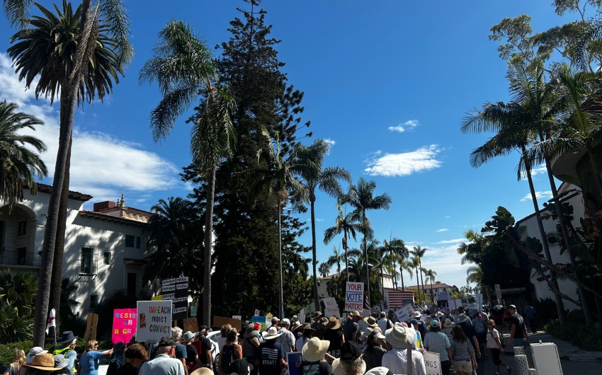 No Kings Rally in Santa Barbara Pays a Visit to a Ballot Box